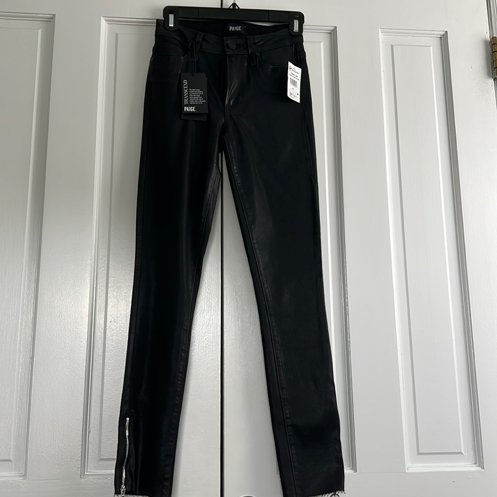 Paige coated black jeans in a size 23.